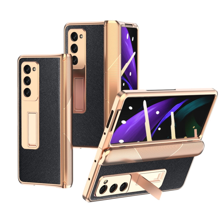 Custodia per telefono con trama incrociata con armatura elettrolitica, For Samsung Galaxy Z Fold3 5G, For Samsung Galaxy Z Fold2 5G