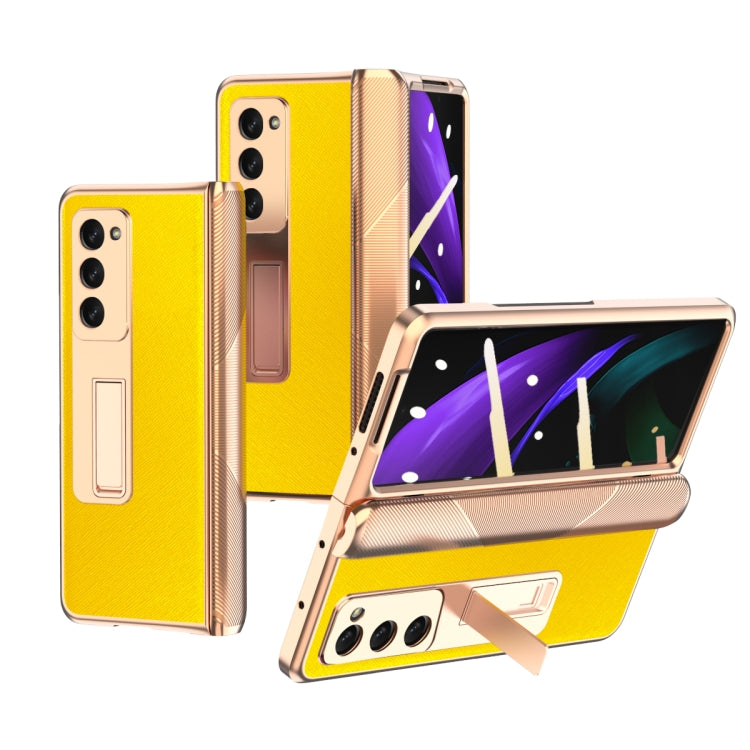Custodia per telefono con trama incrociata con armatura elettrolitica, For Samsung Galaxy Z Fold3 5G, For Samsung Galaxy Z Fold2 5G
