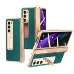 Custodia per telefono con trama incrociata con armatura elettrolitica, For Samsung Galaxy Z Fold3 5G, For Samsung Galaxy Z Fold2 5G