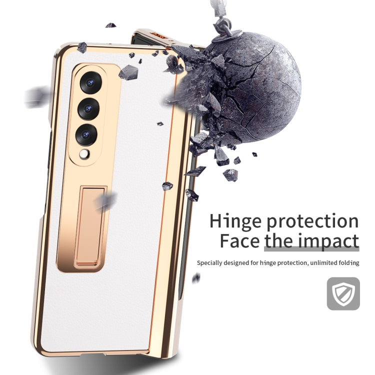 Custodia per telefono Lychee con slot per penna a cerniera elettrolitica, For Samsung Galaxy Z Fold3 5G