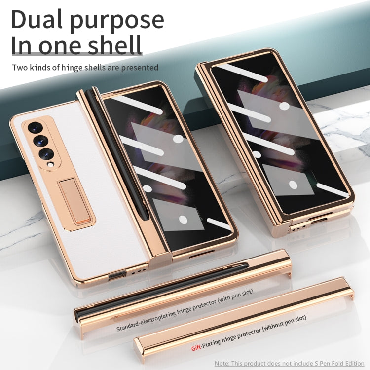 Custodia per telefono Lychee con slot per penna a cerniera elettrolitica, For Samsung Galaxy Z Fold3 5G