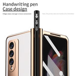 Custodia per telefono Lychee con slot per penna a cerniera elettrolitica, For Samsung Galaxy Z Fold3 5G