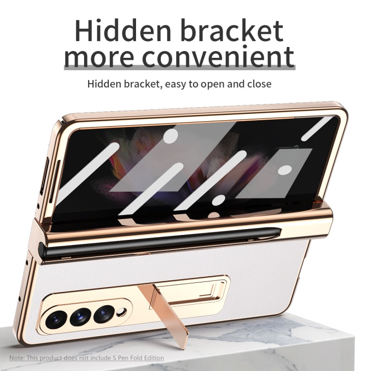 Custodia per telefono Lychee con slot per penna a cerniera elettrolitica, For Samsung Galaxy Z Fold3 5G