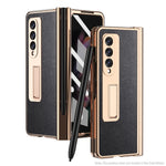 Custodia per telefono Lychee con slot per penna a cerniera elettrolitica, For Samsung Galaxy Z Fold3 5G