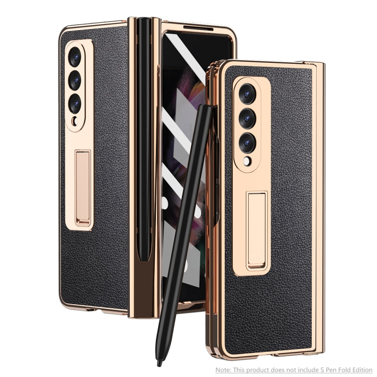 Custodia per telefono Lychee con slot per penna a cerniera elettrolitica, For Samsung Galaxy Z Fold3 5G