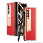 Custodia per telefono Lychee con slot per penna a cerniera elettrolitica, For Samsung Galaxy Z Fold3 5G