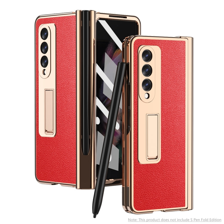 Custodia per telefono Lychee con slot per penna a cerniera elettrolitica, For Samsung Galaxy Z Fold3 5G