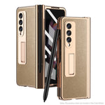 Custodia per telefono Lychee con slot per penna a cerniera elettrolitica, For Samsung Galaxy Z Fold3 5G