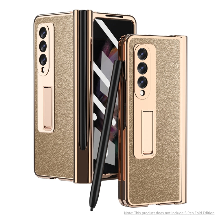 Custodia per telefono Lychee con slot per penna a cerniera elettrolitica, For Samsung Galaxy Z Fold3 5G