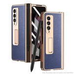 Custodia per telefono Lychee con slot per penna a cerniera elettrolitica, For Samsung Galaxy Z Fold3 5G
