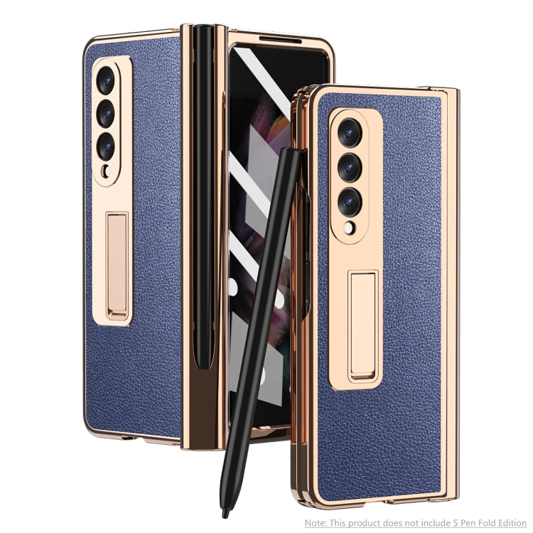 Custodia per telefono Lychee con slot per penna a cerniera elettrolitica, For Samsung Galaxy Z Fold3 5G