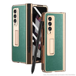 Custodia per telefono Lychee con slot per penna a cerniera elettrolitica, For Samsung Galaxy Z Fold3 5G