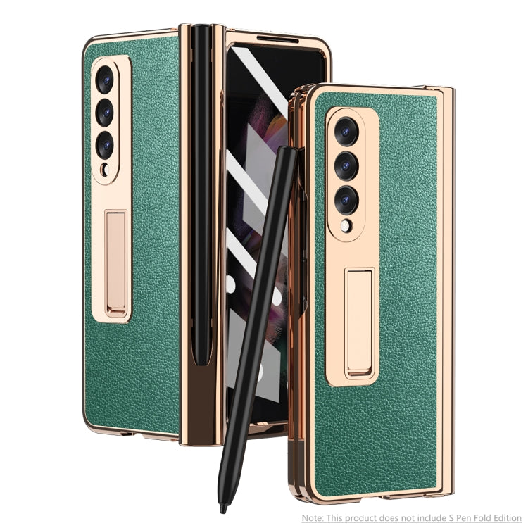 Custodia per telefono Lychee con slot per penna a cerniera elettrolitica, For Samsung Galaxy Z Fold3 5G