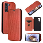 Custodia per telefono in pelle con vibrazione orizzontale magnetica in fibra di carbonio, For TCL 205, For Motorola Moto G200 5G / Edge S30, For ZTE Libero 5G II