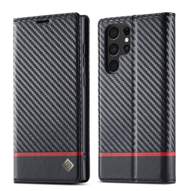LC.IMEEKE Custodia per telefono in pelle con vibrazione orizzontale in fibra di carbonio, For Samsung Galaxy A13 5G, For Samsung Galaxy S22 Ultra 5G