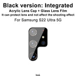 Imak lente fotocamera posteriore integrata versione pellicola in vetro temperato nero, For Samsung Galaxy S22 Ultra 5G