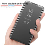 Custodia portafoglio in pelle con specchio per smartphone