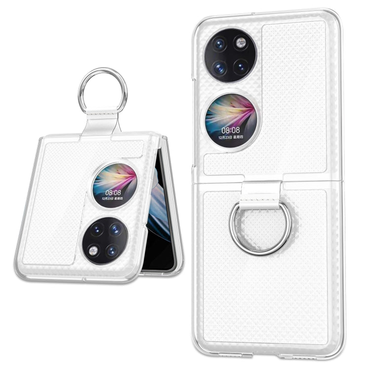 Custodia per telefono PC trasparente con supporto ad anello, For Huawei P50 Pocket
