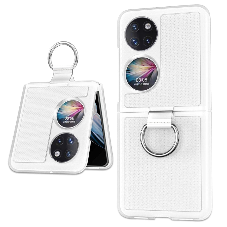 Custodia per telefono PC trasparente con supporto ad anello, For Huawei P50 Pocket