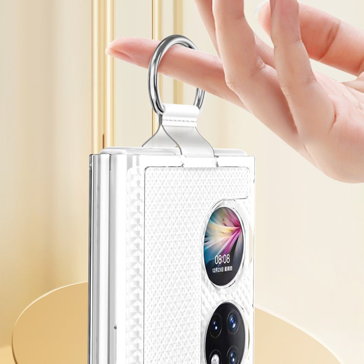 Custodia per telefono PC trasparente con supporto ad anello, For Huawei P50 Pocket