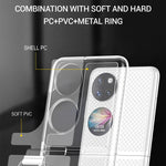 Custodia per telefono PC trasparente con supporto ad anello, For Huawei P50 Pocket