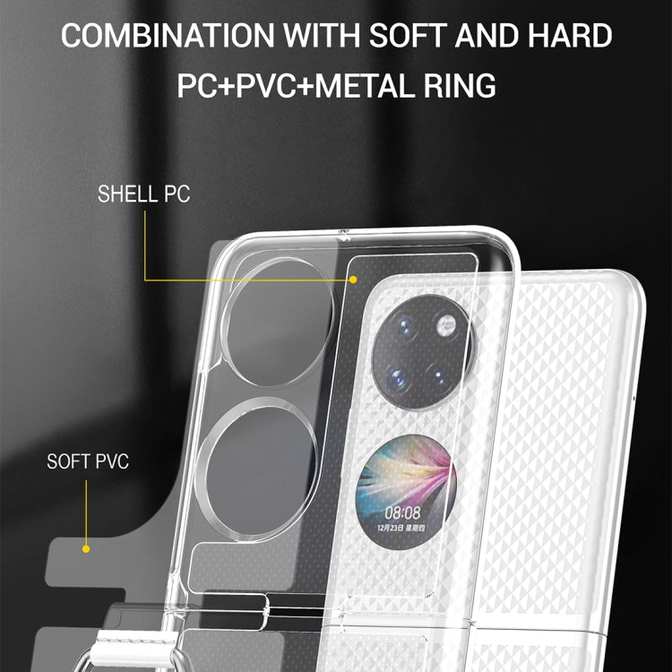 Custodia per telefono PC trasparente con supporto ad anello, For Huawei P50 Pocket