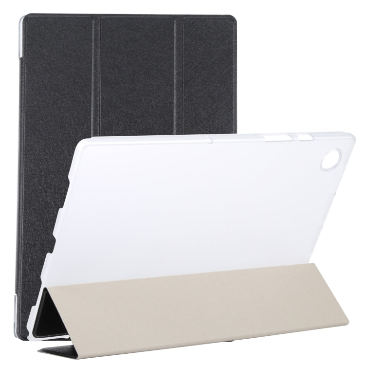 Custodia per tablet 3 pieghe in pelle Silk Texture, For Samsung Galaxy Tab A8 10.5 2021 X200 / X205