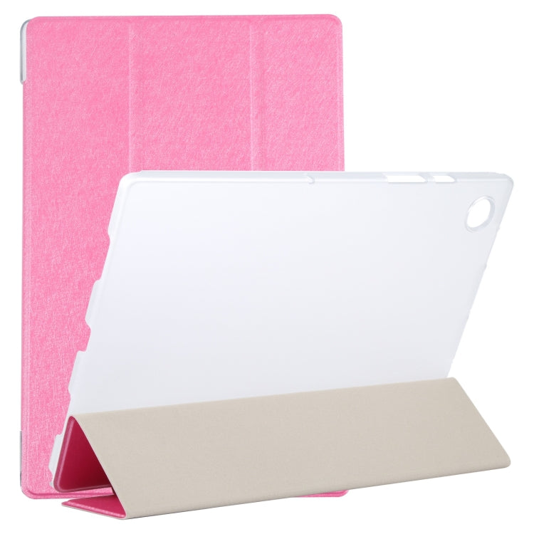 Custodia per tablet 3 pieghe in pelle Silk Texture, For Samsung Galaxy Tab A8 10.5 2021 X200 / X205