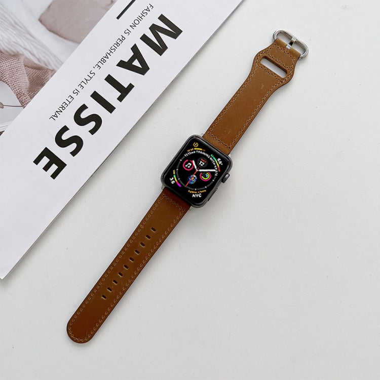 Cinturino in vera pelle con fibbia ovale per Apple Watch Series, 7 41mm / 6&SE&5&4 40mm / 3&2&1 38mm
