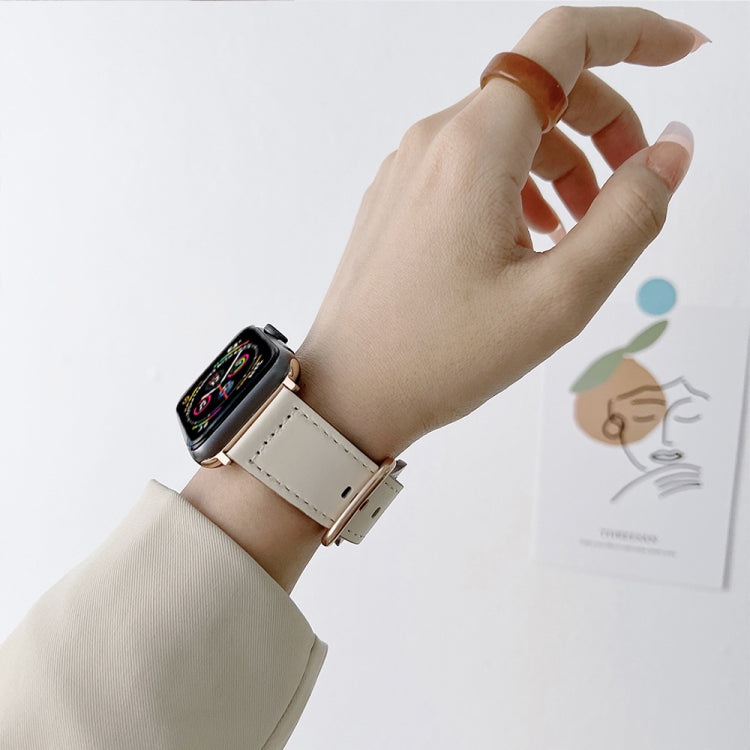 Cinturino in vera pelle con fibbia ovale per Apple Watch Series, 7 41mm / 6&SE&5&4 40mm / 3&2&1 38mm