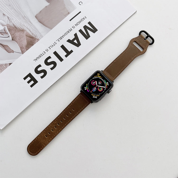 Cinturino in vera pelle con fibbia ovale per Apple Watch Series, 7 45mm / 6&SE&5&4 44mm / 3&2&1 42mm