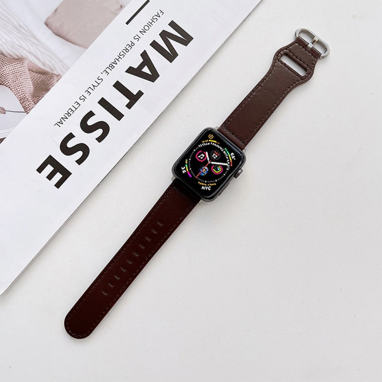 Cinturino in vera pelle con fibbia ovale per Apple Watch Series, 7 45mm / 6&SE&5&4 44mm / 3&2&1 42mm