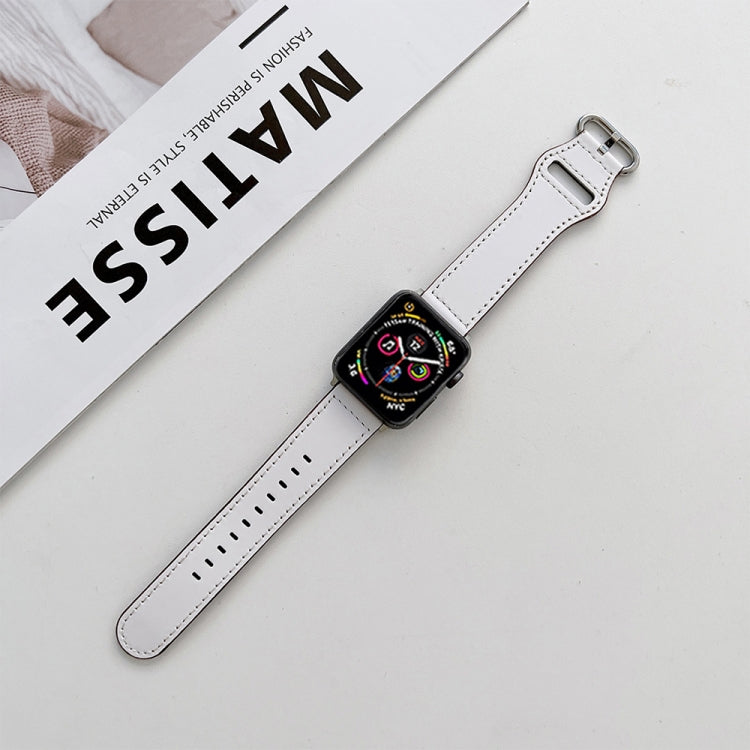 Cinturino in vera pelle con fibbia ovale per Apple Watch Series, 7 45mm / 6&SE&5&4 44mm / 3&2&1 42mm
