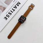 Cinturino in vera pelle con fibbia ovale per Apple Watch Series, 7 45mm / 6&SE&5&4 44mm / 3&2&1 42mm