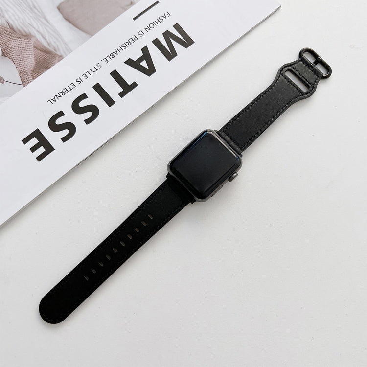 Cinturino in vera pelle con fibbia ovale per Apple Watch Series, 7 45mm / 6&SE&5&4 44mm / 3&2&1 42mm
