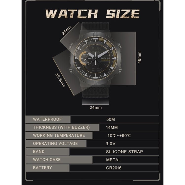 NORTH EDGE HORNET Orologio sportivo luminoso da uomo con doppia sveglia digitale, HORNET