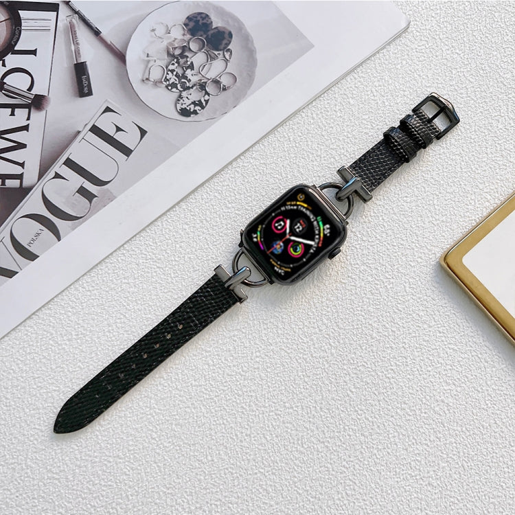 Acciaio a forma di D + cinturino in vera pelle per Apple Watch Series, 7 41mm / 6&SE&5&4 40mm / 3&2&1 38mm, 7 45mm / 6&SE&5&4 44mm / 3&2&1 42mm