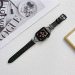 Acciaio a forma di D + cinturino in vera pelle per Apple Watch Series, 7 41mm / 6&SE&5&4 40mm / 3&2&1 38mm, 7 45mm / 6&SE&5&4 44mm / 3&2&1 42mm