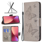 Custodia per telefono in pelle goffrata con due farfalle, For Samsung Galaxy A13 4G, For Samsung Galaxy A33 5G, For Samsung Galaxy A73 5G, For Xiaomi 12