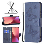 Custodia per telefono in pelle goffrata con due farfalle, For Samsung Galaxy A13 4G, For Samsung Galaxy A33 5G, For Samsung Galaxy A73 5G, For Xiaomi 12