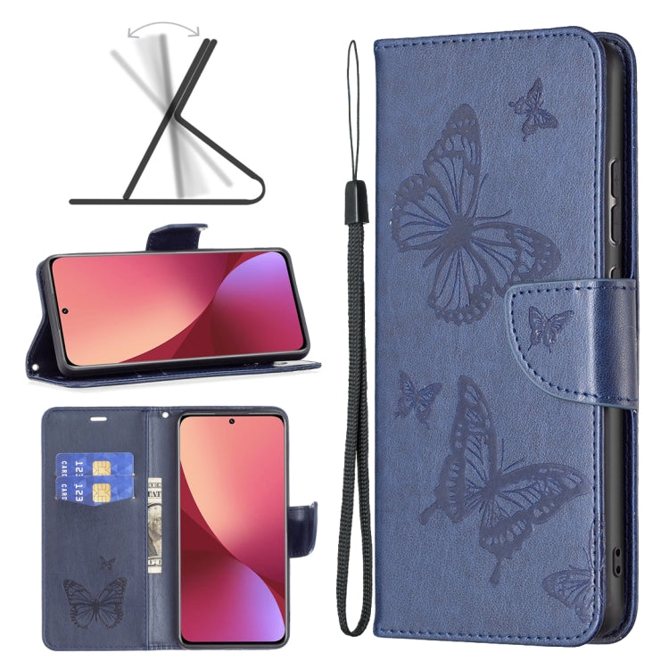Custodia per telefono in pelle goffrata con due farfalle, For Samsung Galaxy A13 4G, For Samsung Galaxy A33 5G, For Samsung Galaxy A73 5G, For Xiaomi 12