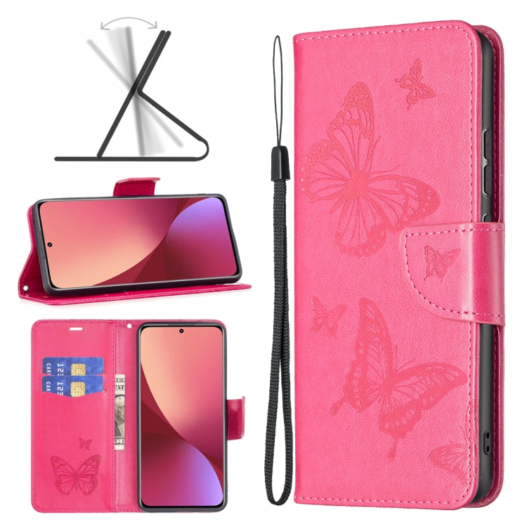 Custodia per telefono in pelle goffrata con due farfalle, For Samsung Galaxy A13 4G, For Samsung Galaxy A33 5G, For Samsung Galaxy A73 5G, For Xiaomi 12