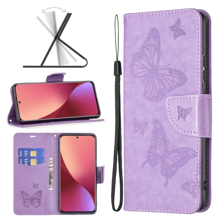 Custodia per telefono in pelle goffrata con due farfalle, For Samsung Galaxy A13 4G, For Samsung Galaxy A33 5G, For Samsung Galaxy A73 5G, For Xiaomi 12