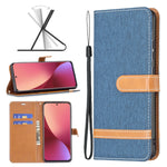 Custodia per cellulare in pelle color denim abbinata, For Samsung Galaxy A73 5G, For Xiaomi 12