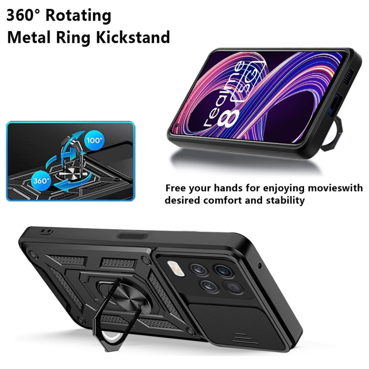 Design della fotocamera scorrevole Custodia per telefono in TPU + PC, For Samsung Galaxy A22 5G, For OPPO Realme 8 5G