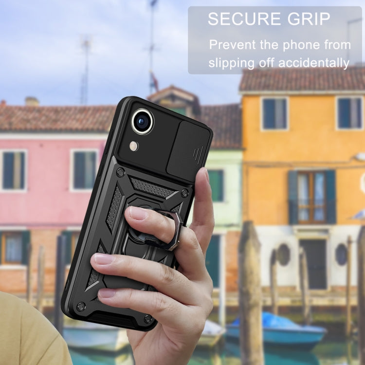 Cover per fotocamera scorrevole Design Custodia per telefono in TPU + PC, For Samsung Galaxy A03 Core