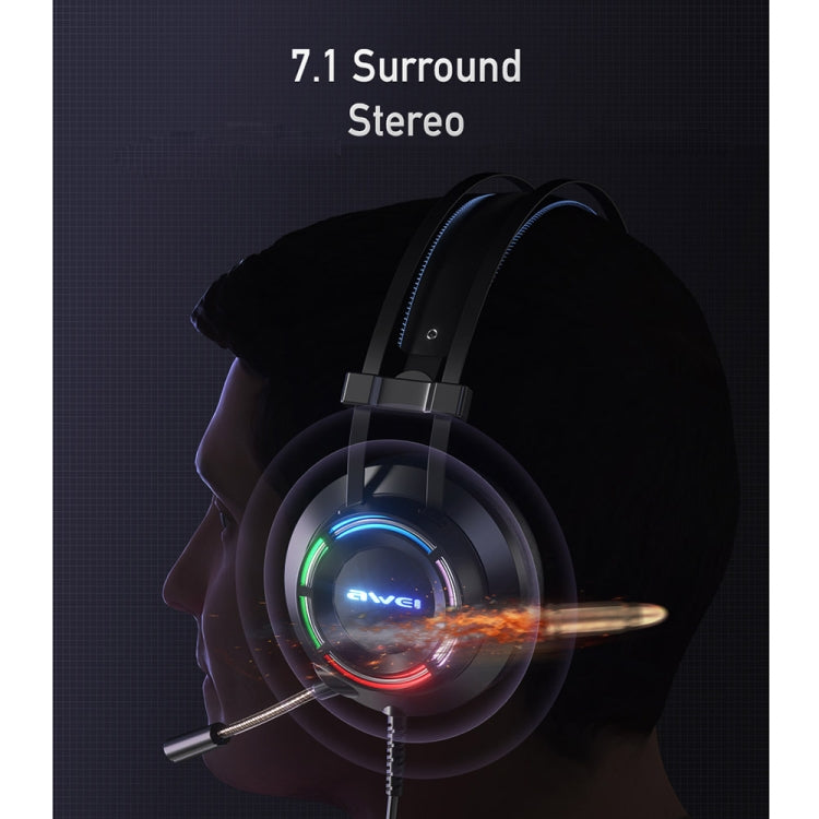 awei GM-2 USB + 3,5 mm Ambient Light Gaming Cuffie cablate con microfono, GM-2