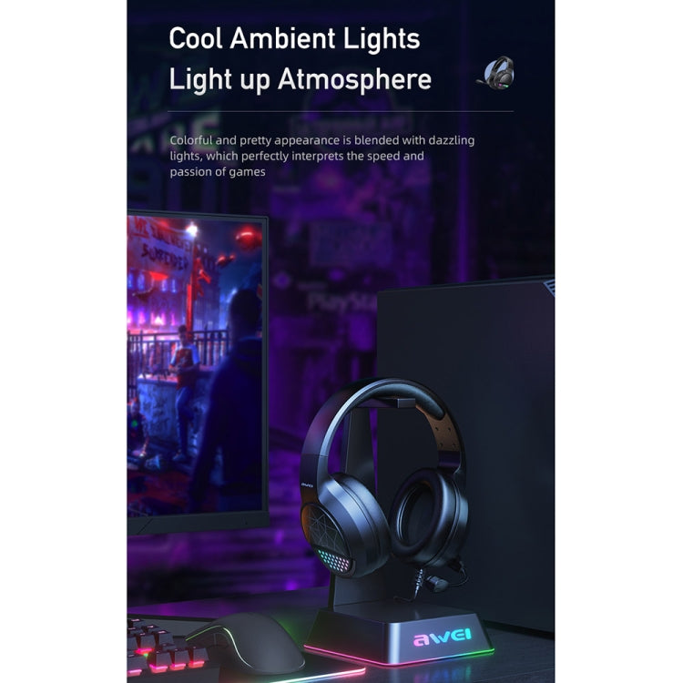 awei GM-3 USB + 3,5 mm Ambient Light Gaming Cuffie cablate con microfono, GM-3