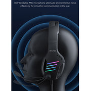 awei GM-5 USB + 3,5 mm Ambient Light Gaming Cuffie cablate con microfono, GM-5