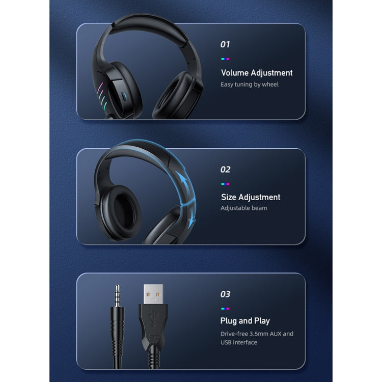 awei GM-5 USB + 3,5 mm Ambient Light Gaming Cuffie cablate con microfono, GM-5